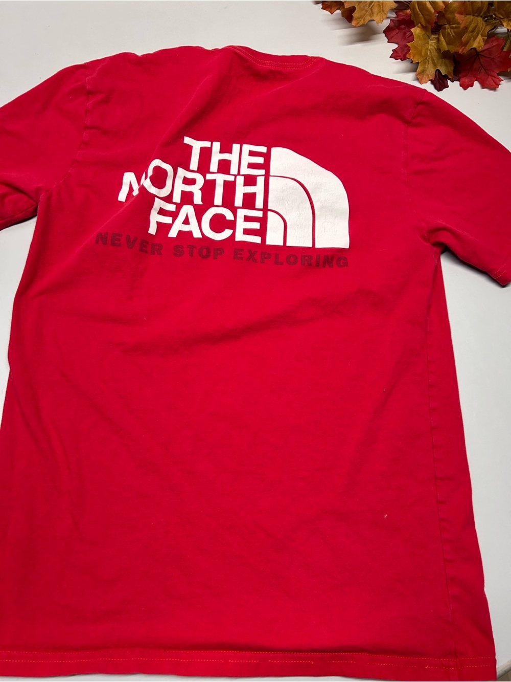 The North Face Red Short Sleeve Tee with White Logo